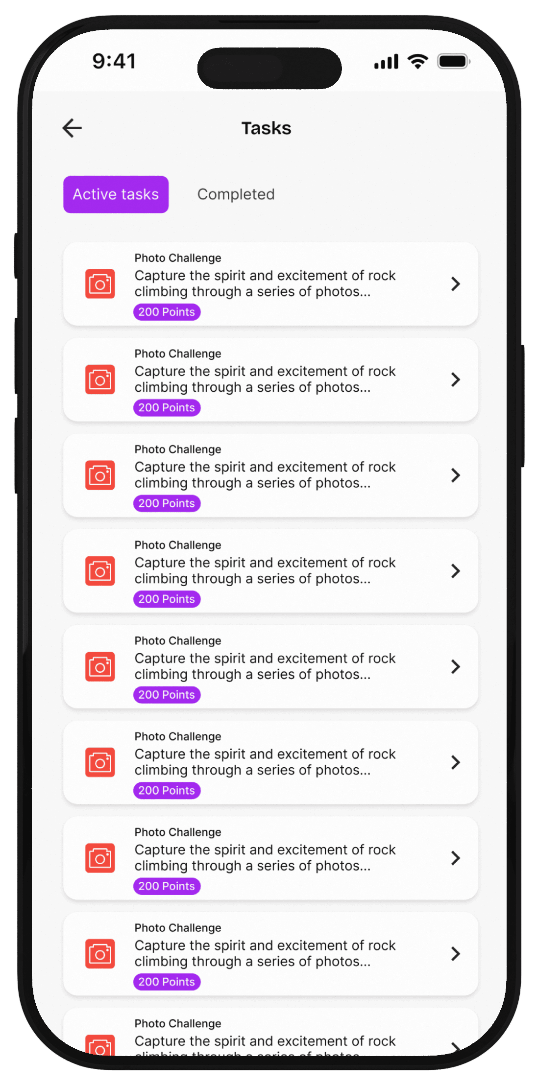 Participant join event and complete task on mobile app