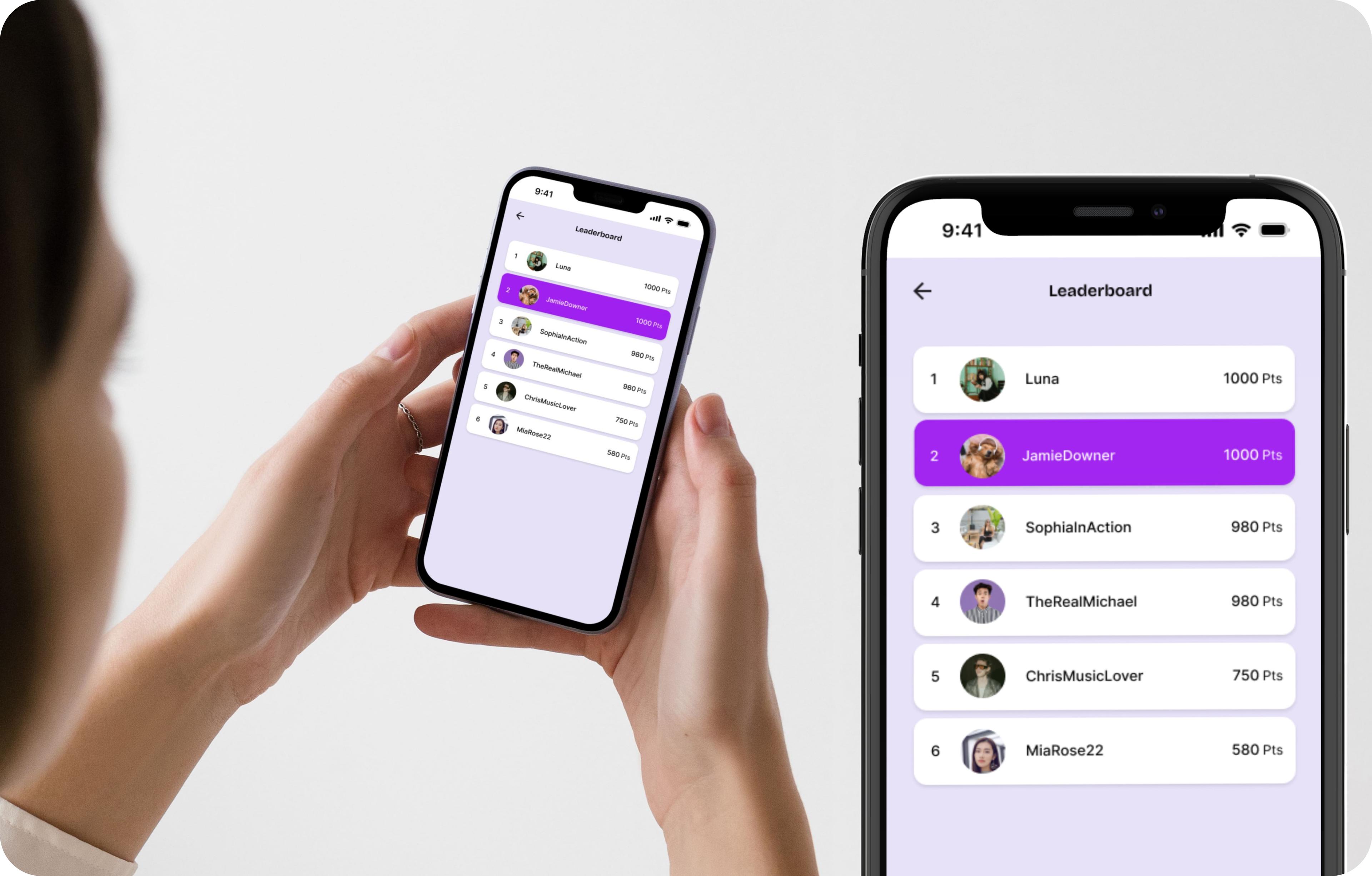 Participants view real time  points and leadeboard